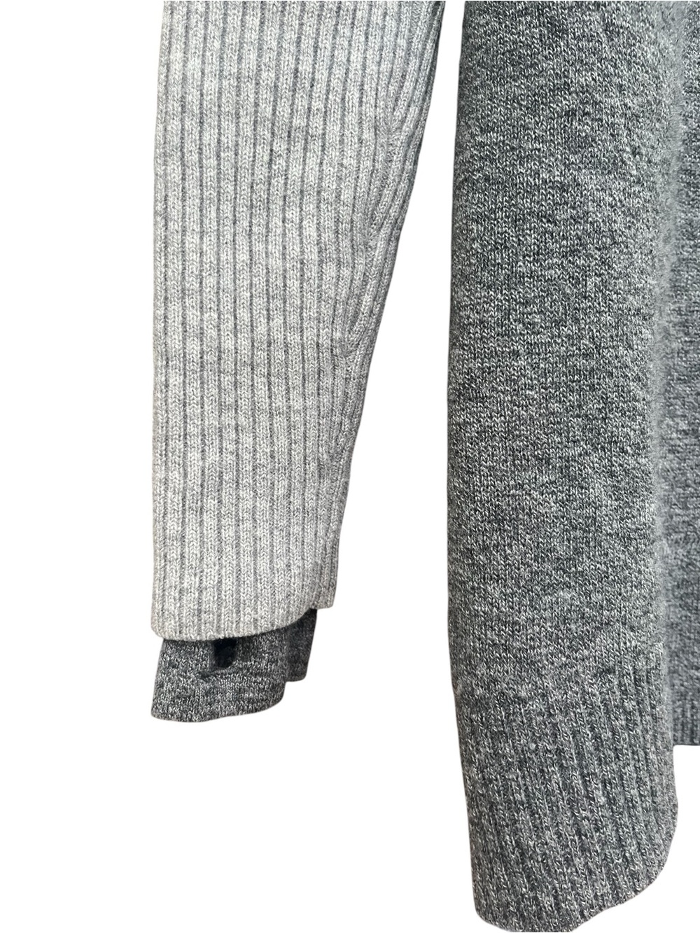 ATHLETA 100% Extra Fine Merino Wool Gray Colorblock Hoodie Sweater Small - Picture 7 of 9